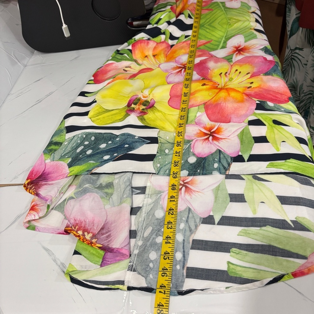 Cartise 16 Tropical Floral Midi Dress Bright Hibiscus Print Sleeveless Summer - Picture 12 of 15